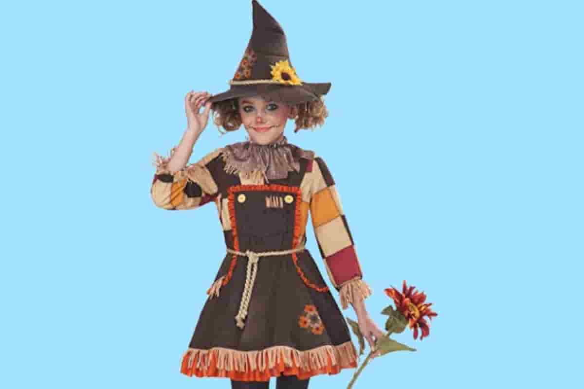Scarecrow costume made from patchwork