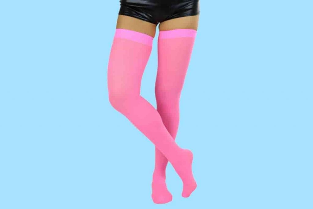 Light pink opaque thigh highs for women