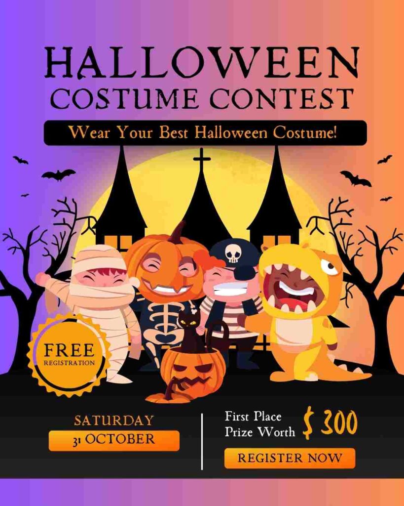 Orange And Black Modern Halloween Costume Contest